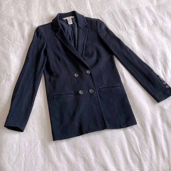 𝅺diane Von Furstenberg Long Wool Blend Double Ante Blazer Size 2 - Picture 1 of 12